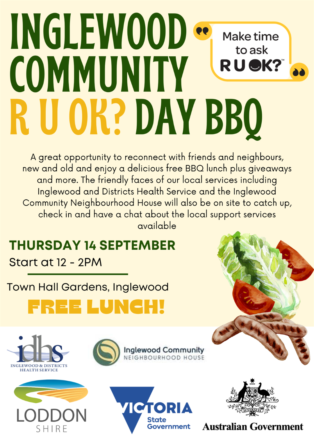 Inglewood Community R U OK? Day barbecue